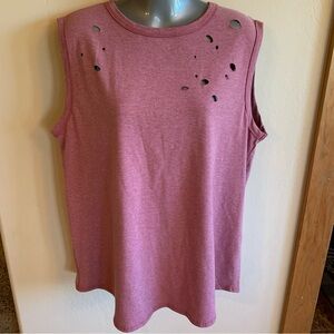 Sleeveless Distressed Pink Top size XL NWT Boutique